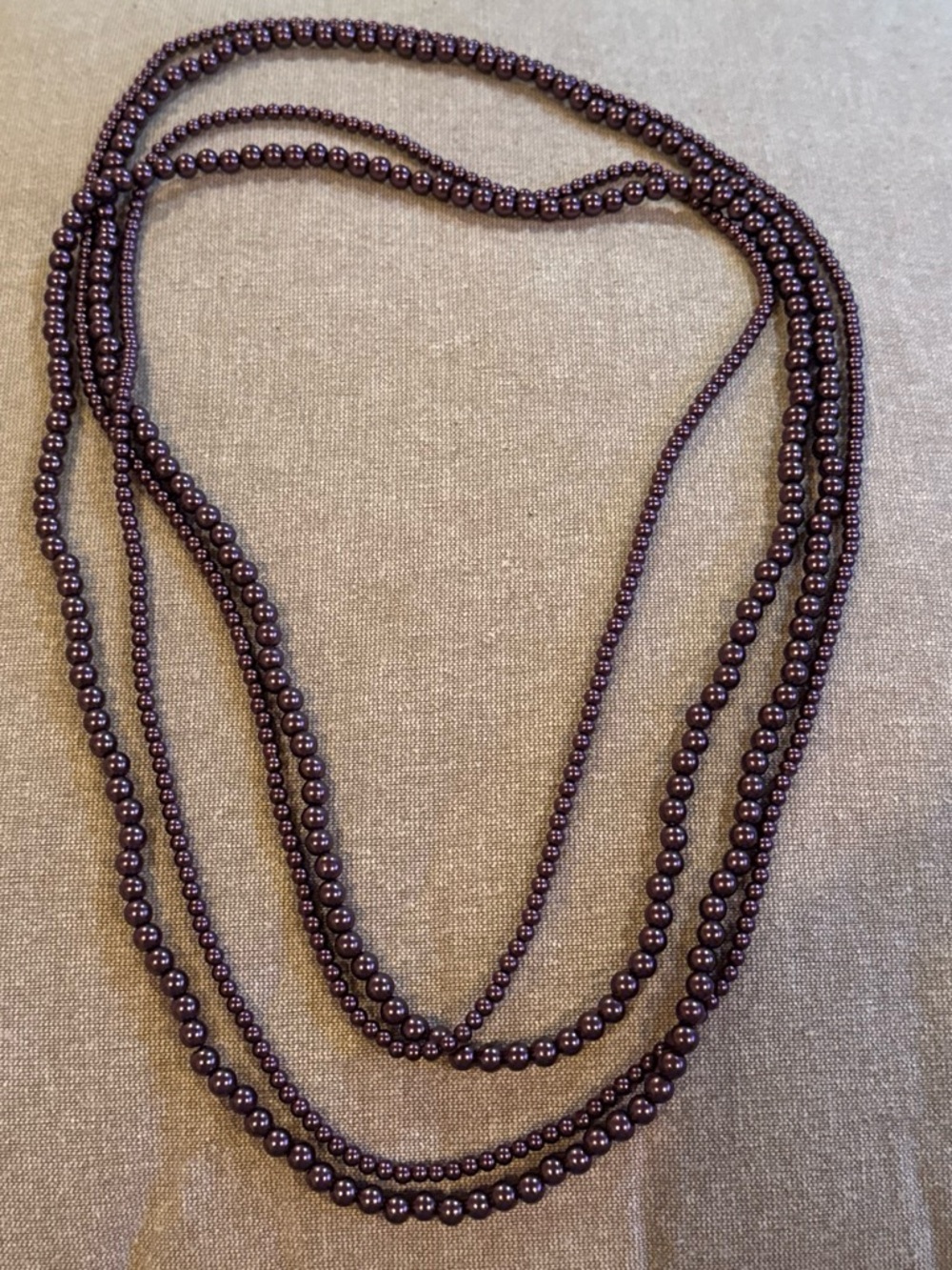 Elegant Multi-Strand Dark Purple Beaded Necklace